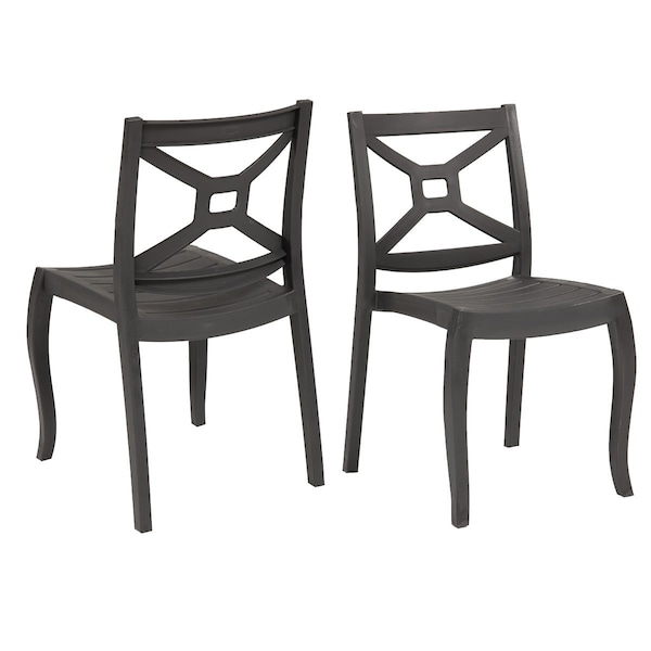 Rainbow Outdoor Zeus Set of 2 Stackable Side Chair-Anthracite RBO-ZEUSBOX-ANT-SC-SET2 - main